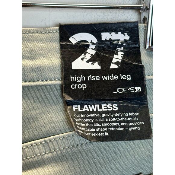 Joe's Women's Size 27 Gloss Green The Black High Rise Wide Leg Crop Jeans NWT - Picture 8 of 9